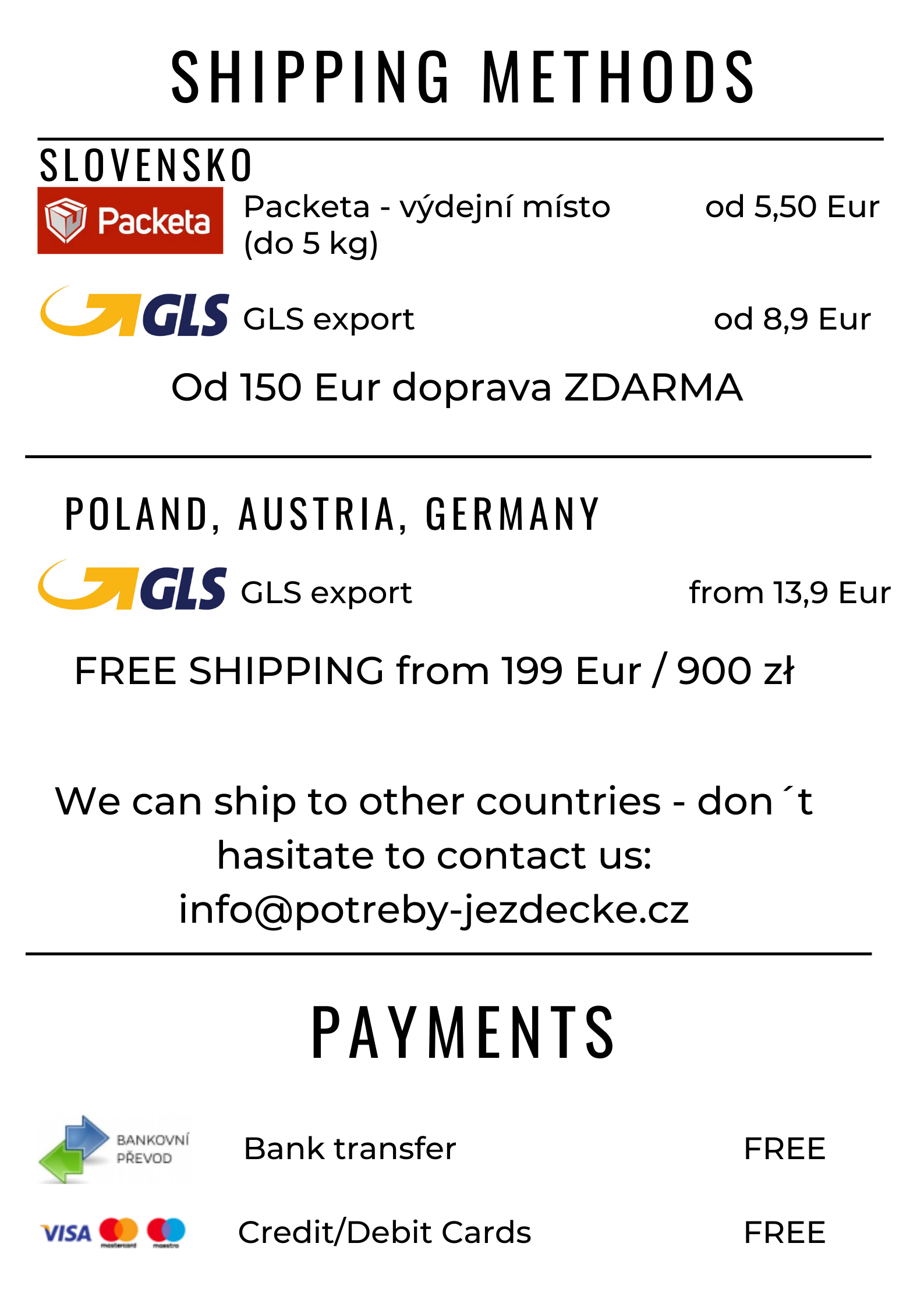 Informace o dopravě a platbách (2)